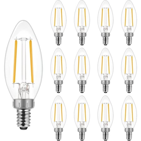 Energetic Lighting 60-Watt Equivalent Candle B11 Candelabra shape Light Bulb E12 Base LED Filament, Soft White, 12PK YGA16A00-B11CCL5W-12P